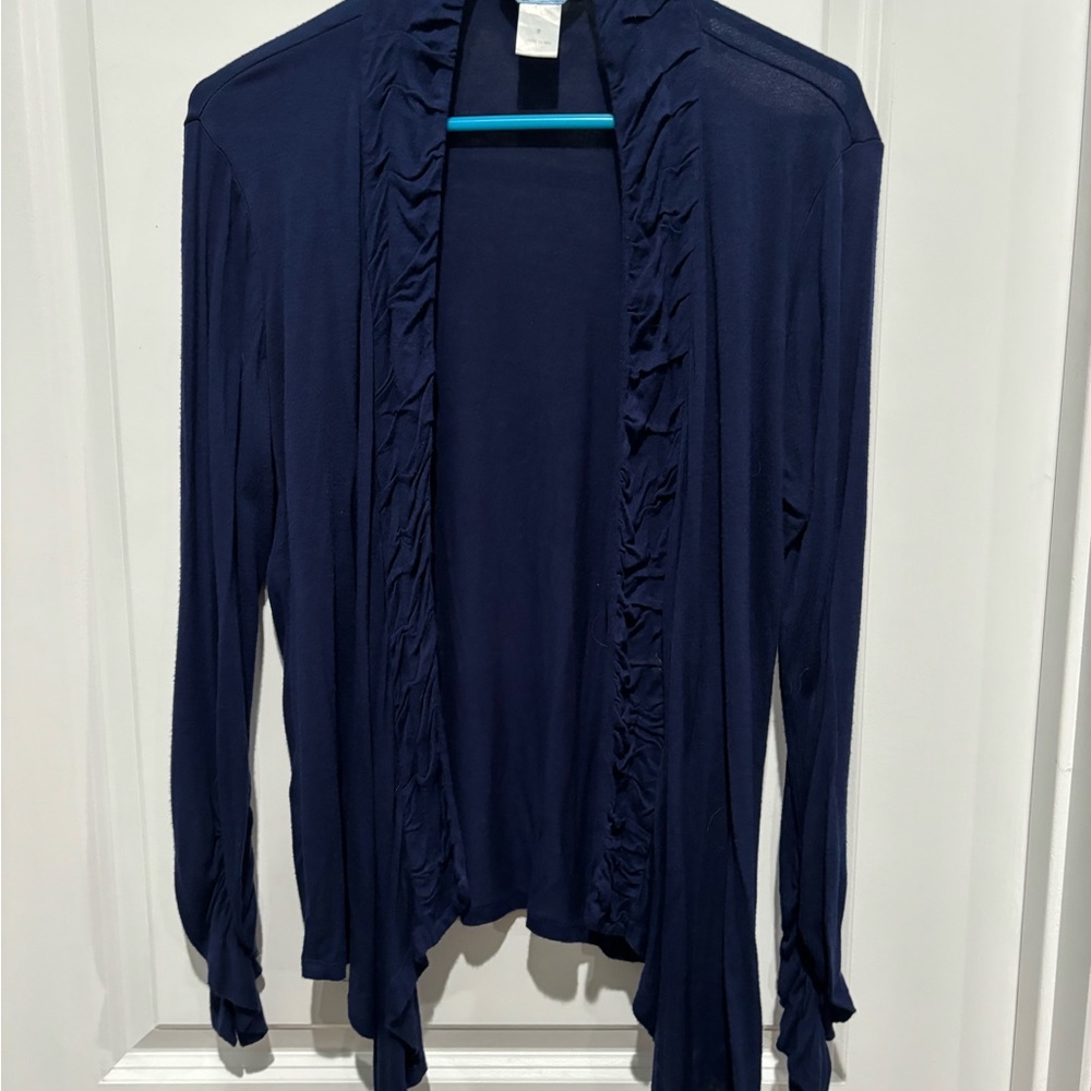 Izod Ruffled front and sleeves Cardigan, Sz S